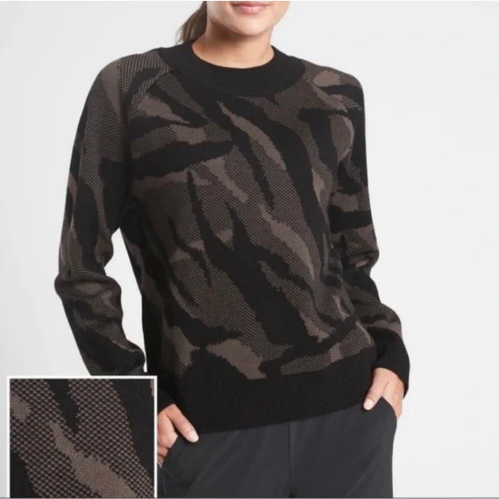 Athleta Jacquard Merino Wool Blend Crew Neck Sweater Sz XS NWT